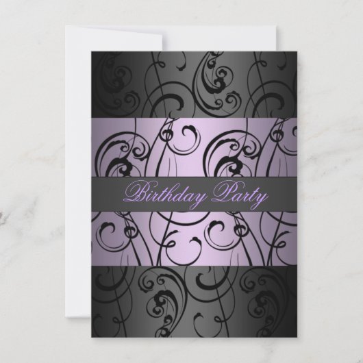 Purple & Black Elegant Swirl Invitation Anniversai (Devant)