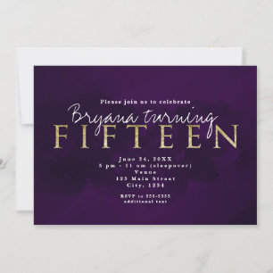 Purple Black & Gold 15E Invitation à 15 parties