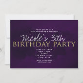 Purple Black & Gold Glam Invitations de parties mo (Devant)
