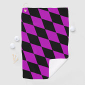 Purple Black Harlequin Diamonds Checkers Design  Golfhanddoek (Insitu)