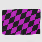 Purple Black Harlequin Diamonds Checkers Design  Golfhanddoek (Horizontaal)