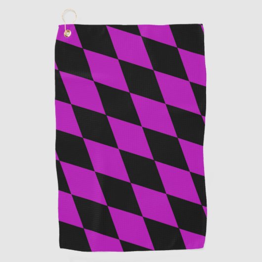 Purple Black Harlequin Diamonds Checkers Design  Golfhanddoek (Voorkant)