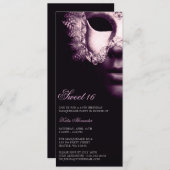 Purple Black Masquerade Sweet 16 Invitations d'ann (Devant / Derrière)