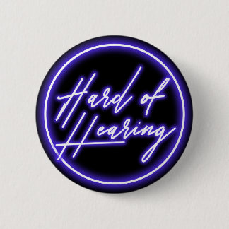 Purple Black Neon Typography Hearing Impaired Ronde Button 5,7 Cm