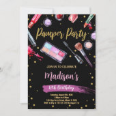 Purple Black Pamper Party Anniversaire Invitations (Devant)