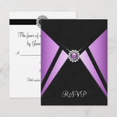 Purple Black Purple Party Invitation RSVP (Devant / Derrière)