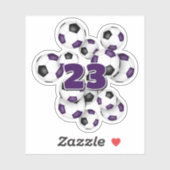 purple black soccer balls sticker w jersey number (Feuille)