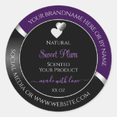 Purple Black Wavy Silver and Hearts Product Labels (Voorkant)