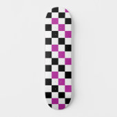 Purple Black White Checkered Pattern Design  Skateboard (Voorkant)