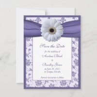 Purple Blanc Floral Damask Enregistrer la carte Da
