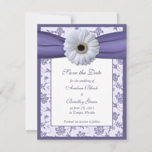 Purple Blanc Floral Damask Enregistrer la carte Da