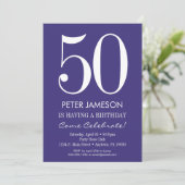Purple & Blanc Moderne Adulte Invitations Annivers (Debout devant)