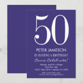 Purple & Blanc Moderne Adulte Invitations Annivers (Devant / Derrière)