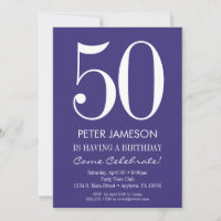 Purple & Blanc Moderne Adulte Invitations Annivers
