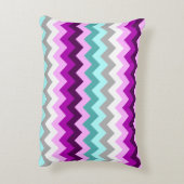 Purple Blanc Turquoise Chevrons Accent Coussin (Dos(Vertical))
