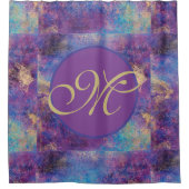 Purple Bleu Abstrait Monogramme Douche Rideau (Devant)