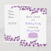 Purple Blossom Anniversaire Fête Invitation (Devant / Derrière)