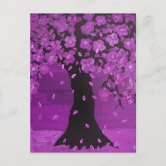 Purple Blossom Tree Design Art Briefkaart