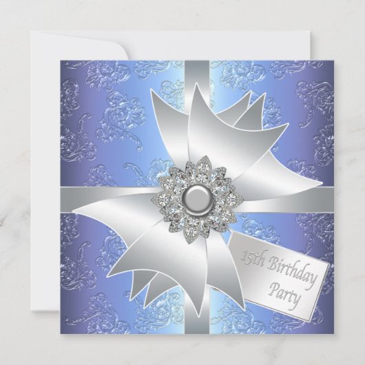 Purple Blue 15e anniversaire Invitation de fête (Devant)