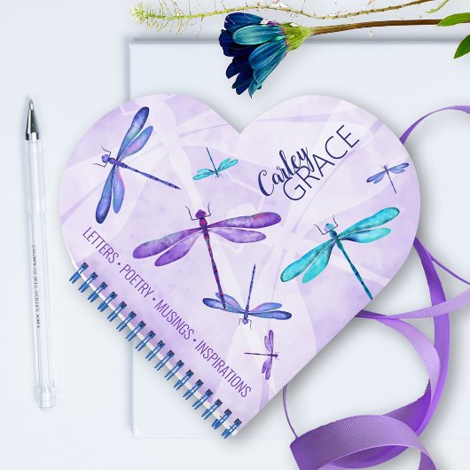 Purple, Blue, Aqua Dragonflies Journal Personnalis