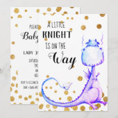 * Purple Blue Dragon Baby Boy Shower Invitation (Devant / Derrière)