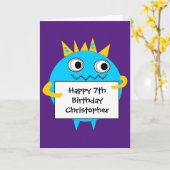 Purple Blue Funny Monster Carte d'anniversaire (Fleur jaune)