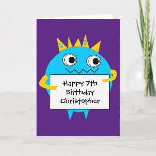 Purple Blue Funny Monster Carte d'anniversaire