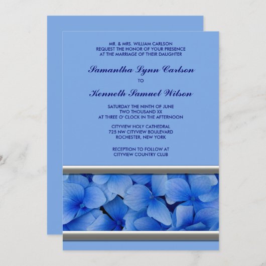 Purple Blue Hydrangea Invitations de mariage (Devant / Derrière)
