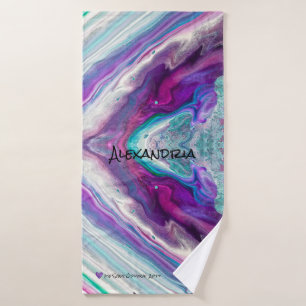 Purple Blue Magenta Blanc Abstrait Sweat Towel