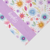 Purple Blue Pink Boho Wildflower Personalized  Tissuepapier (Detail)