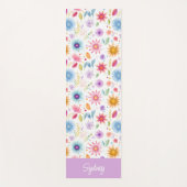 Purple Blue Pink Boho Wildflower Personalized  Yogamat (Voorkant)