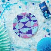 Purple blue pink triangle abstract papieren bordje (Feest)