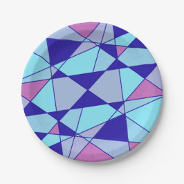 Purple blue pink triangle abstract papieren bordje