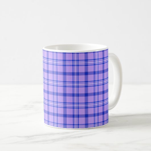 Purple Blue Plaid Classic Pattern Bright Koffiemok (Voorkant rechts)