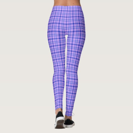 Purple Blue Plaid Classic Pattern Bright Leggings (Achterkant)