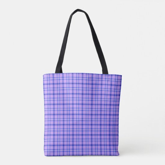 Purple Blue Plaid Classic Pattern Bright Tote Bag (Dos)