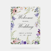 Purple Blush Rose Floral Bienvenue À Notre Mariage (Recto)