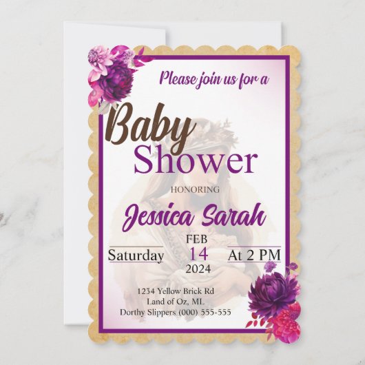 Purple Boho Baby Shower Invitations (Dos)