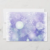 Purple Bokah Snowflakes Hiver Mariage Invitation (Dos)