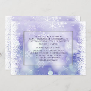 Purple Bokah Snowflakes Hiver Mariage Invitation