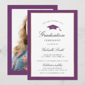 purple border graduation ceremony invitation (Devant / Derrière)