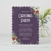 Purple Botanical Snowflake Christmas Party Kaart (Staand voorkant)