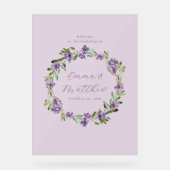 Purple Botanical Wreath Wedding Welcome Sign (Recto)