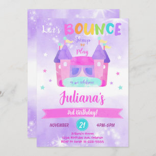 Purple Bounce House Invitation Anniversaire