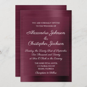Purple Bourgogne Élégant Mariage Invitation