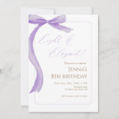 Purple Bow 8th Birthday Invitation  (Devant)