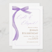 Purple Bow 8th Birthday Invitation  (Devant / Derrière)