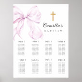 Purple Bow Baptism Seating Chart Poster (Voorkant)