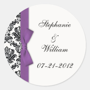 Purple Bow Classic Mariage damassé Étiquette