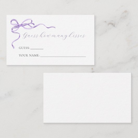 Purple Bow Devine Combien De Baisers Carte De Jeu (Devant / Derrière)